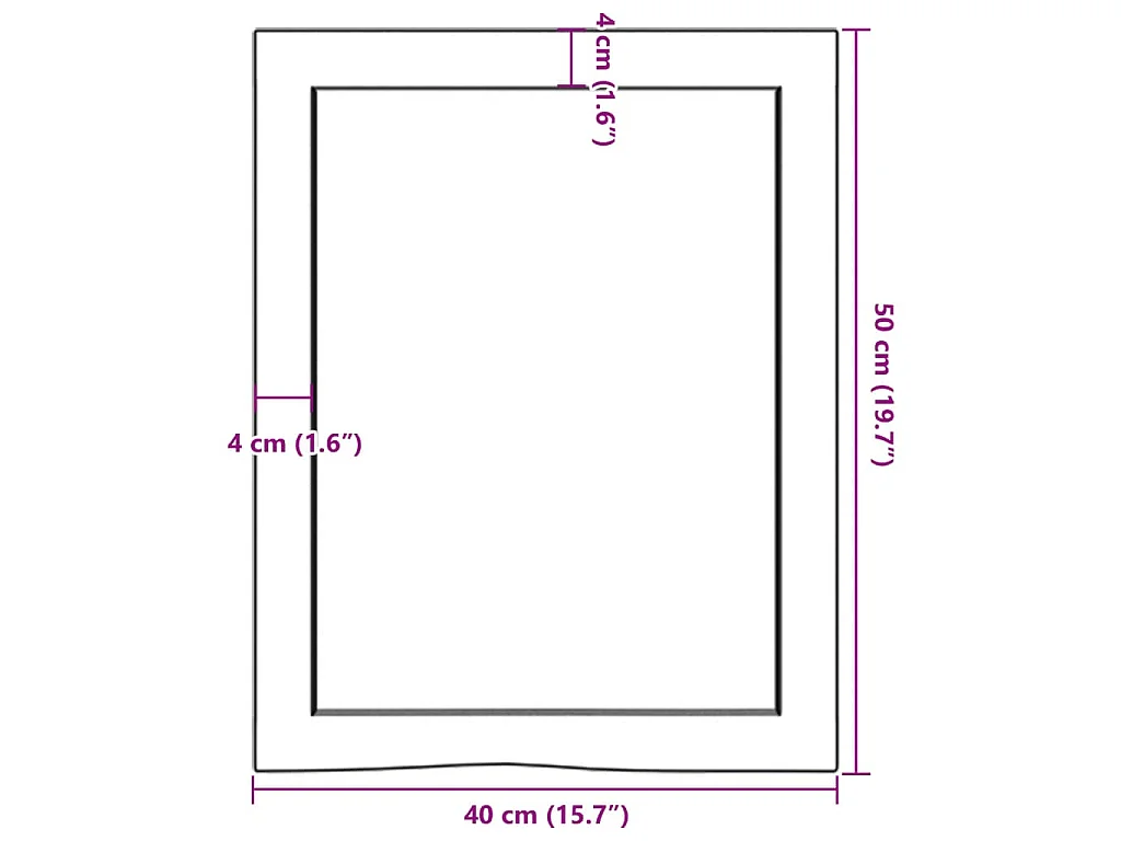 Ripiano a Parete 40x50x(2-6) cm Massello Rovere Non Trattato