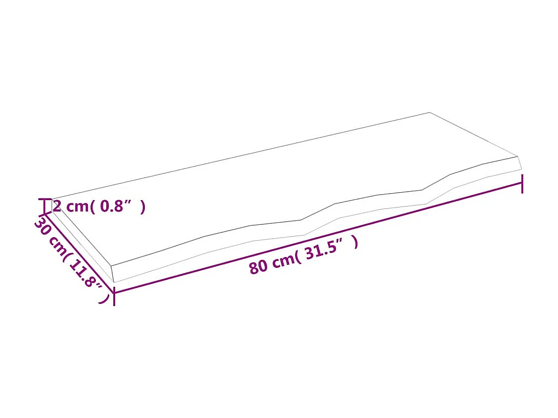 Wandregal Hellbraun 80x30x2 cm Massivholz Eiche Behandelt