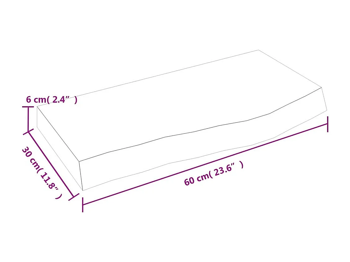 Wandregal 60x30x(2-6) cm Massivholz Eiche Unbehandelt