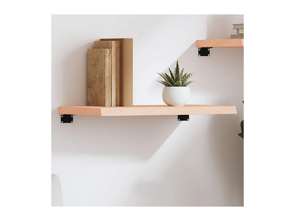Estante de pared madera maciza roble sin tratar 60x30x(2-4) cm