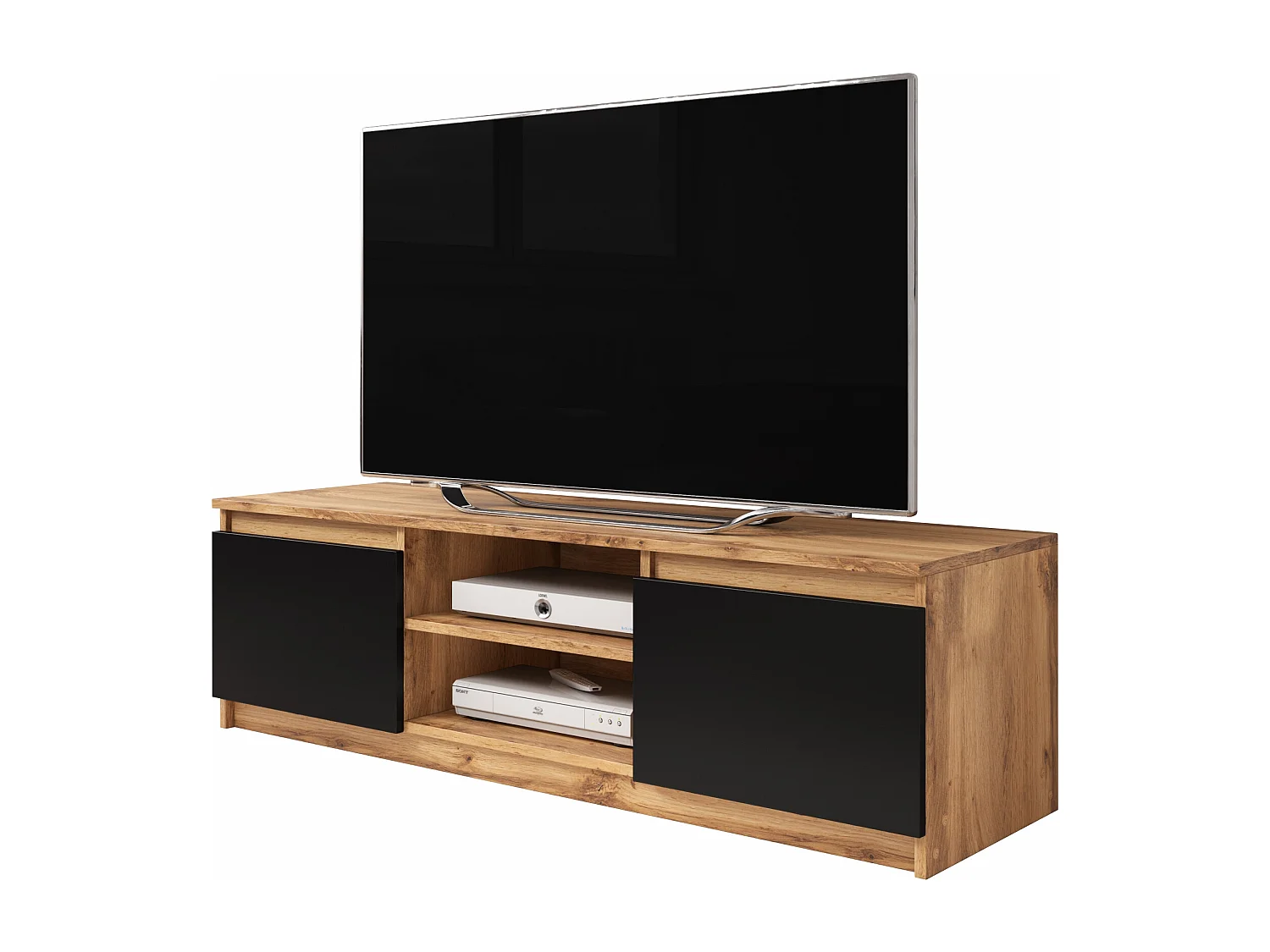 Meuble TV - 120 cm - chêne wotan/graphite noir - avec LED - PERMYS