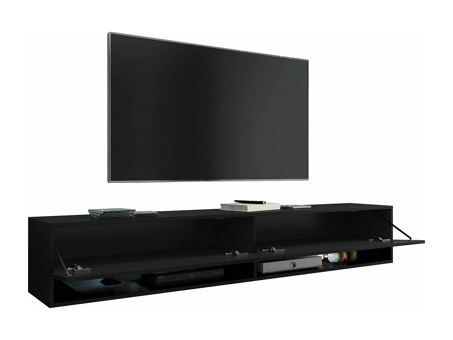 Mueble TV - 180 cm - negro grafito - con LED - WANDER