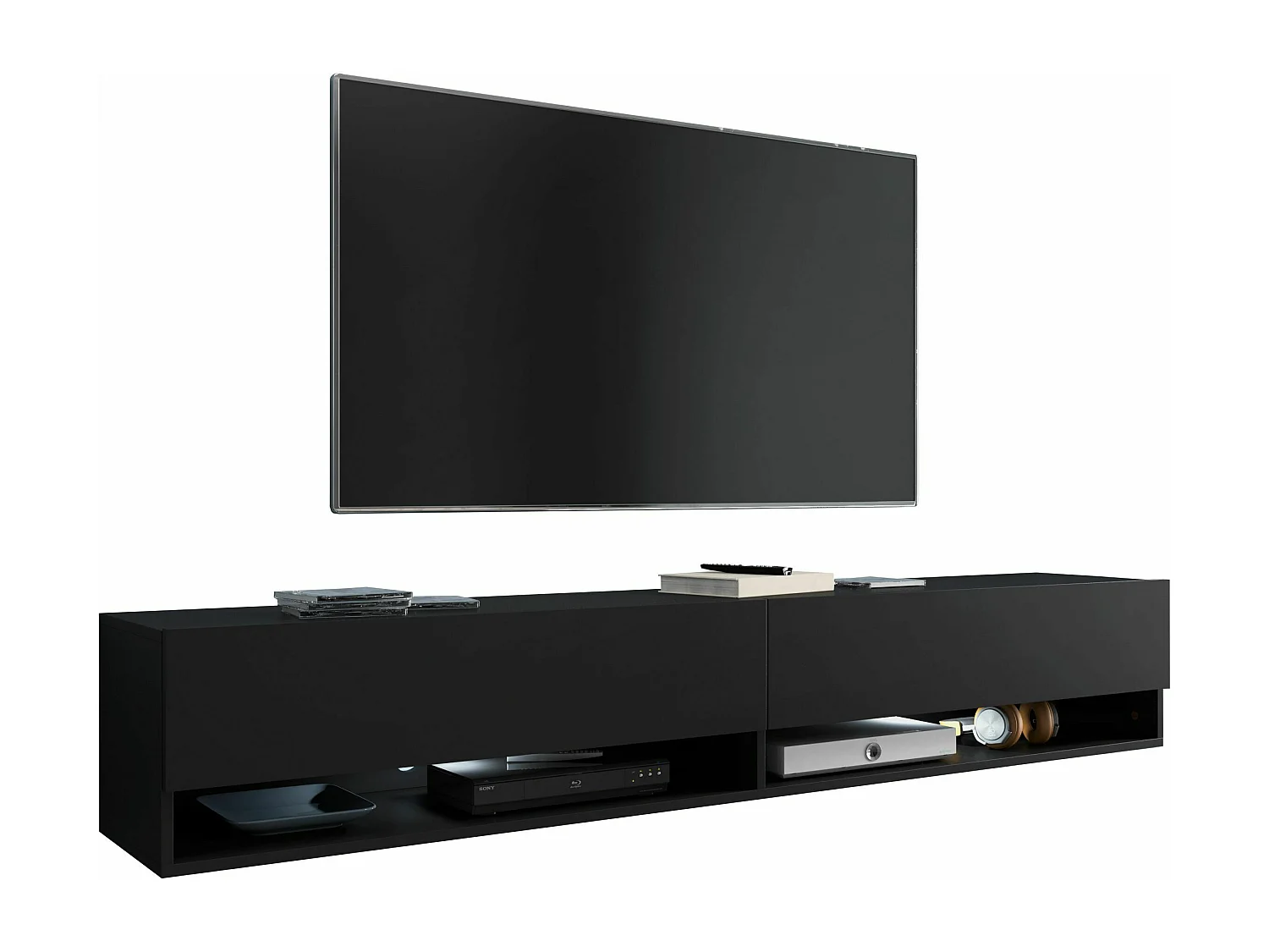 TV-meubel - 180 cm - grafietzwart - met LED - WANDER
