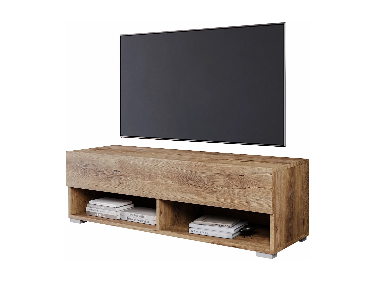 Mueble TV - 100 cm - castaño breslau - con LED - WANDER
