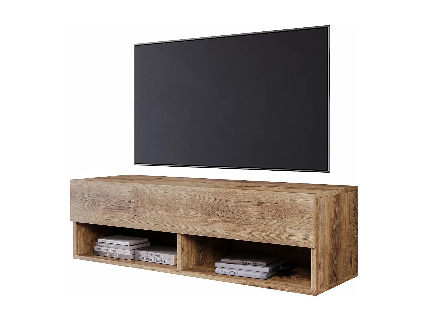Mueble TV - 100 cm - castaño breslau - con LED - WANDER