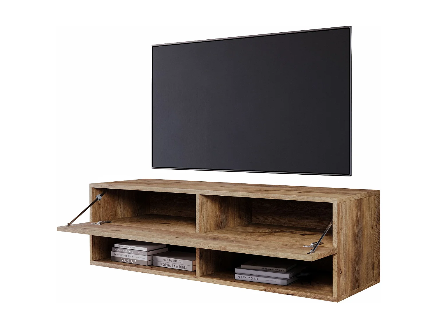 Mueble TV - 100 cm - castaño breslau - con LED - WANDER