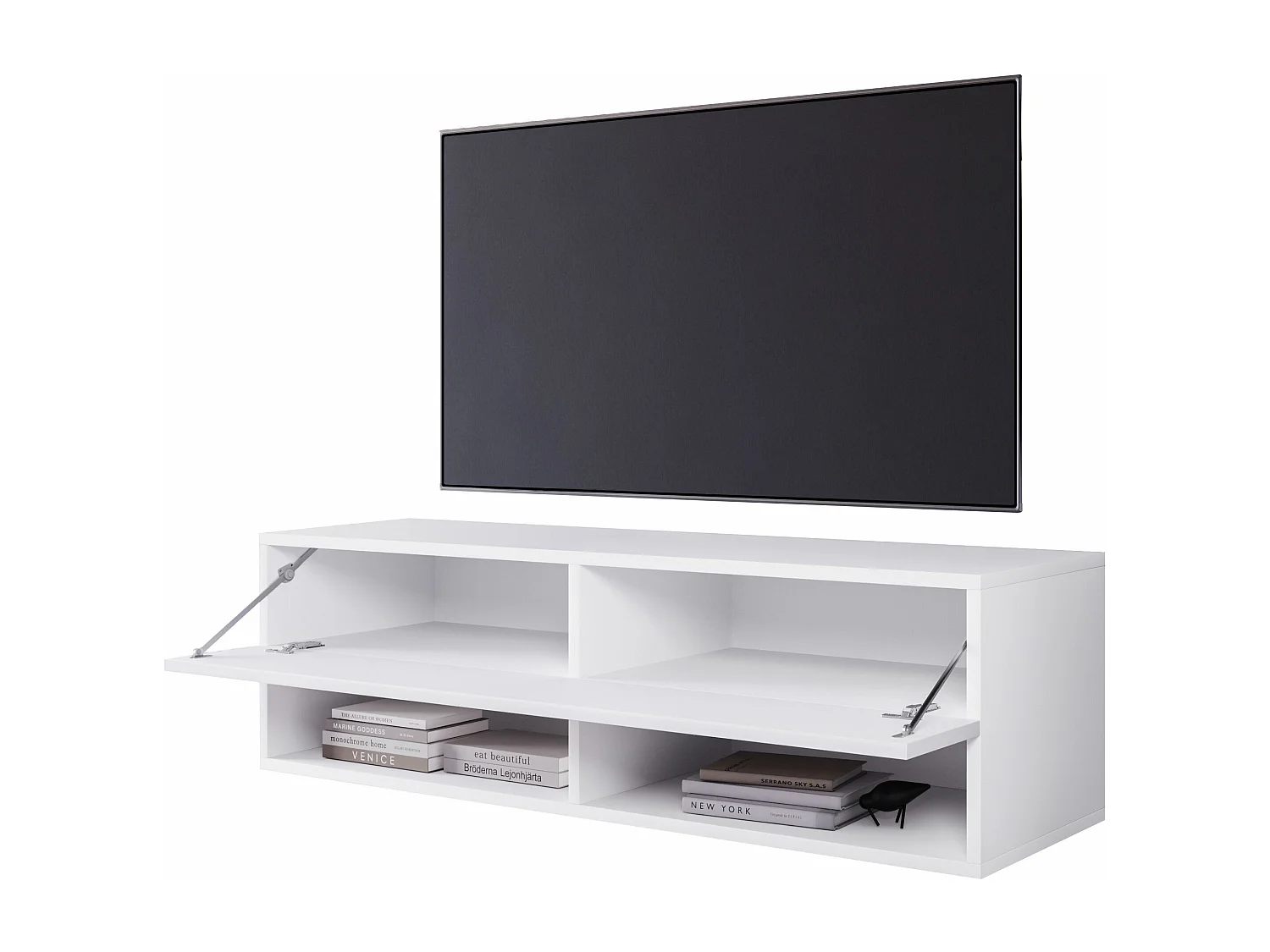 Mobile TV - 100 cm - bianco opaco/bianco lucido - senza LED - WANDER