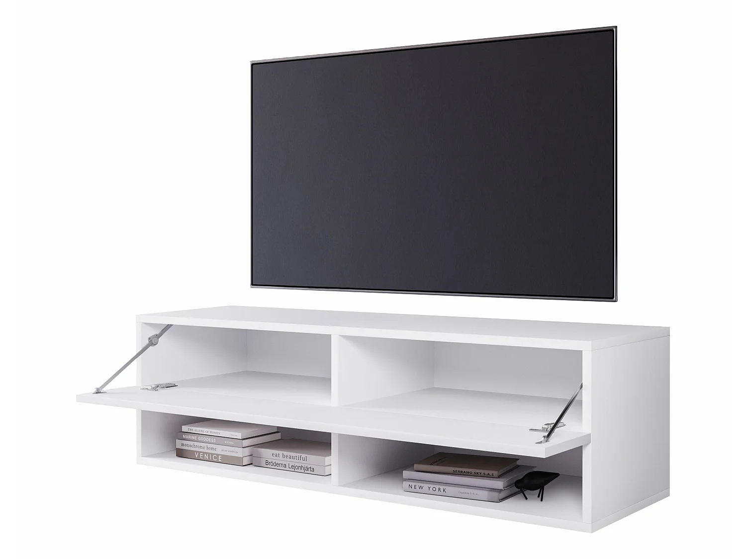 Mobile TV - 100 cm - bianco opaco/bianco lucido - senza LED - WANDER