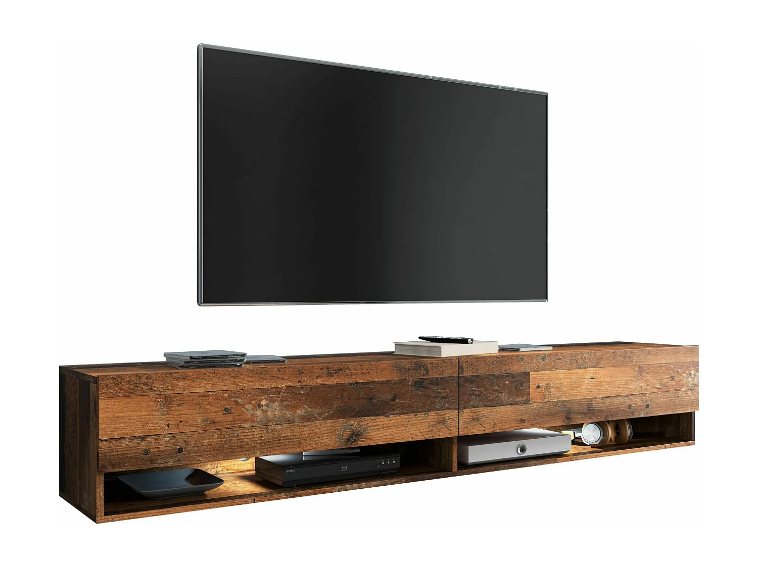 Mueble TV - 180 cm - estilo antiguo - con LED - WANDER