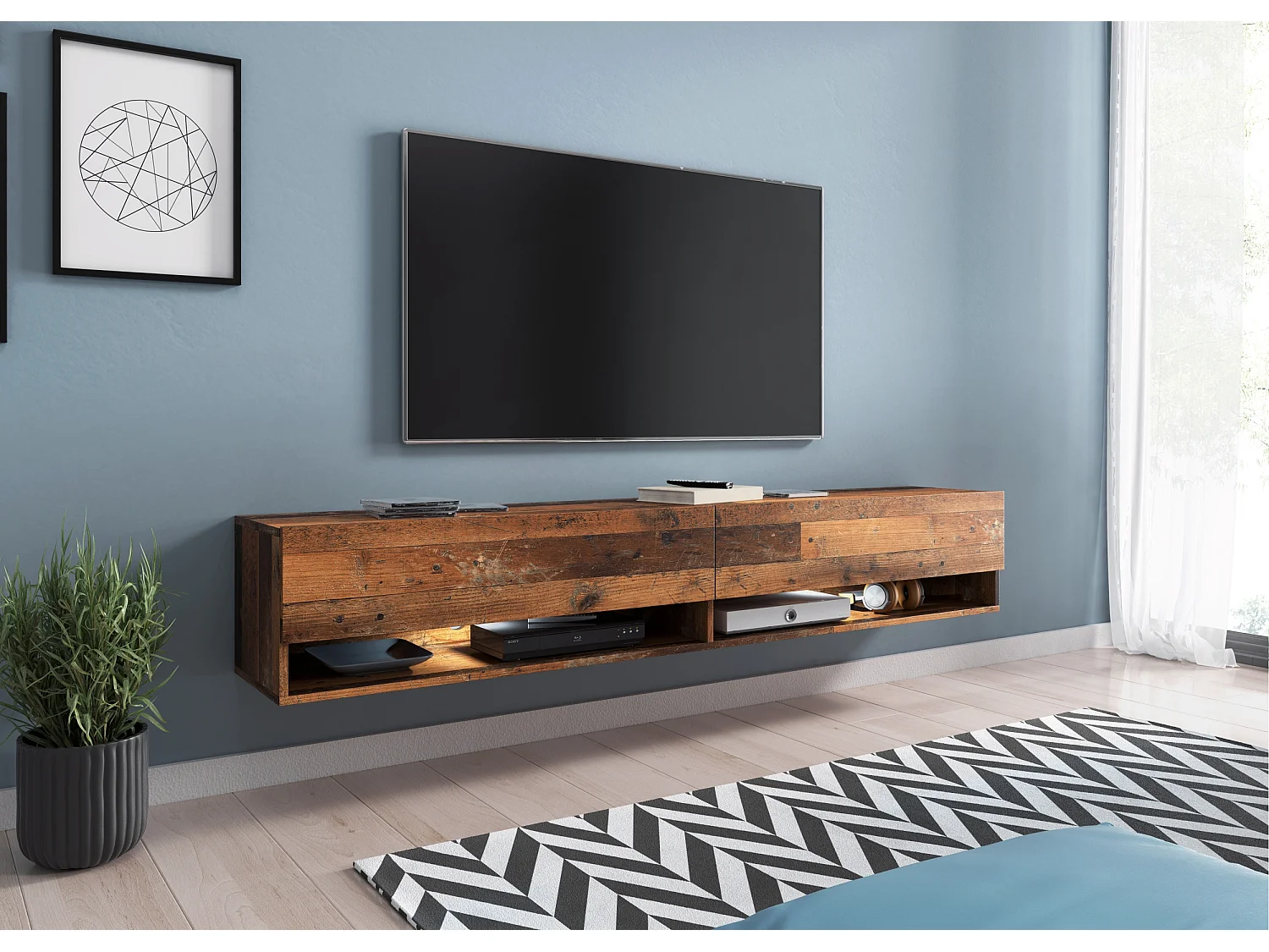 Mobile TV - 180 cm - vecchio stile - con LED - WANDER