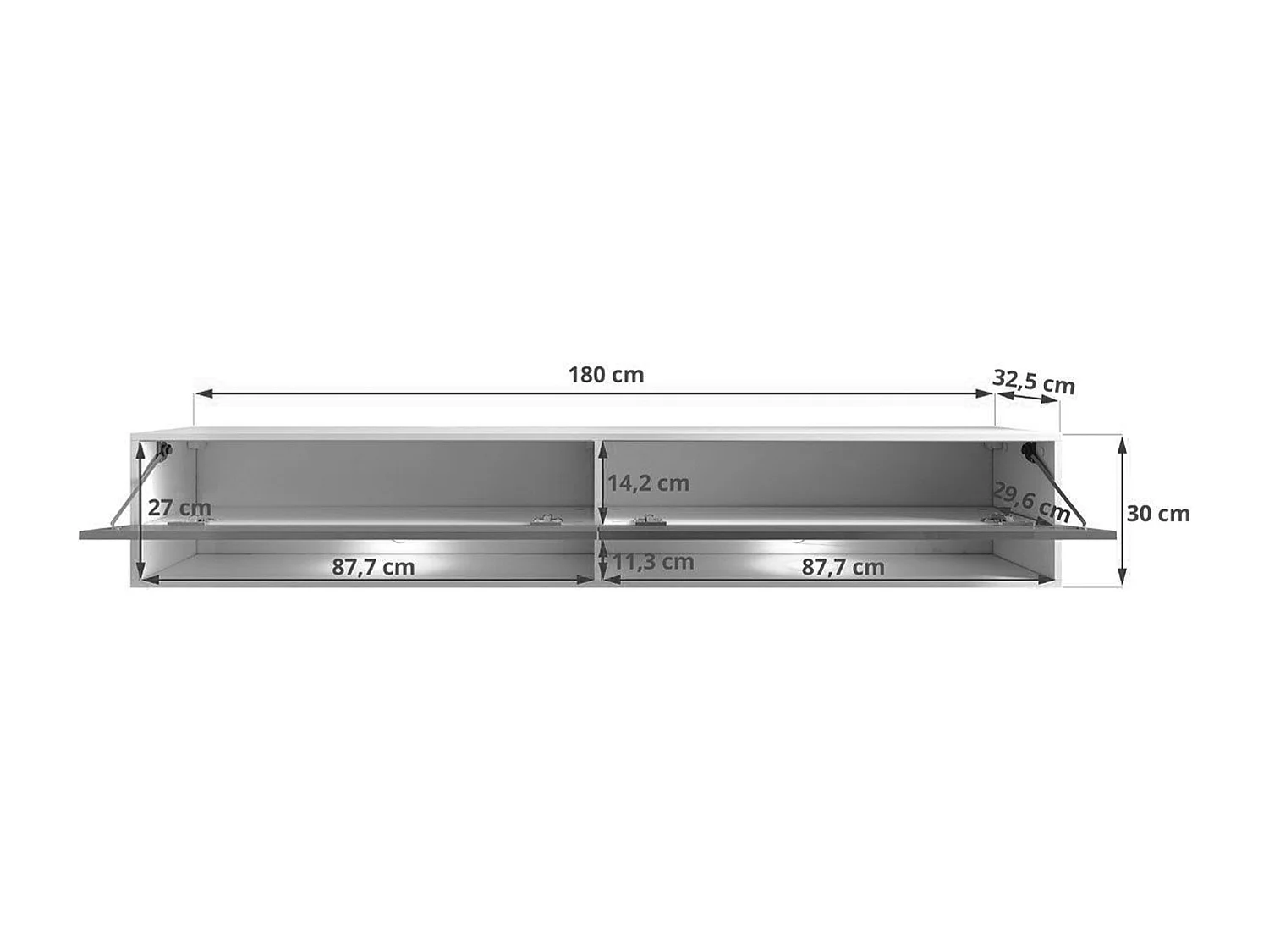 Mobile TV - 180 cm - vecchio stile - con LED - WANDER