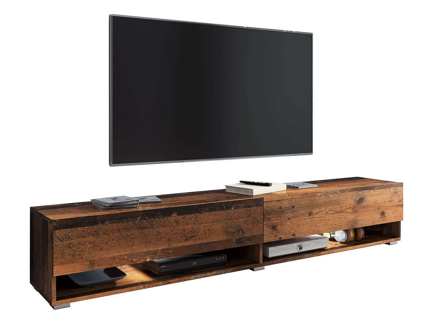 Mueble TV - 180 cm - estilo antiguo - con LED - WANDER