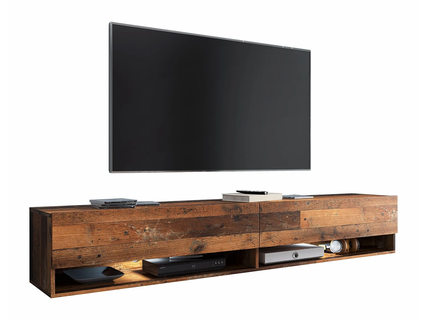 Mueble TV - 180 cm - estilo antiguo - con LED - WANDER