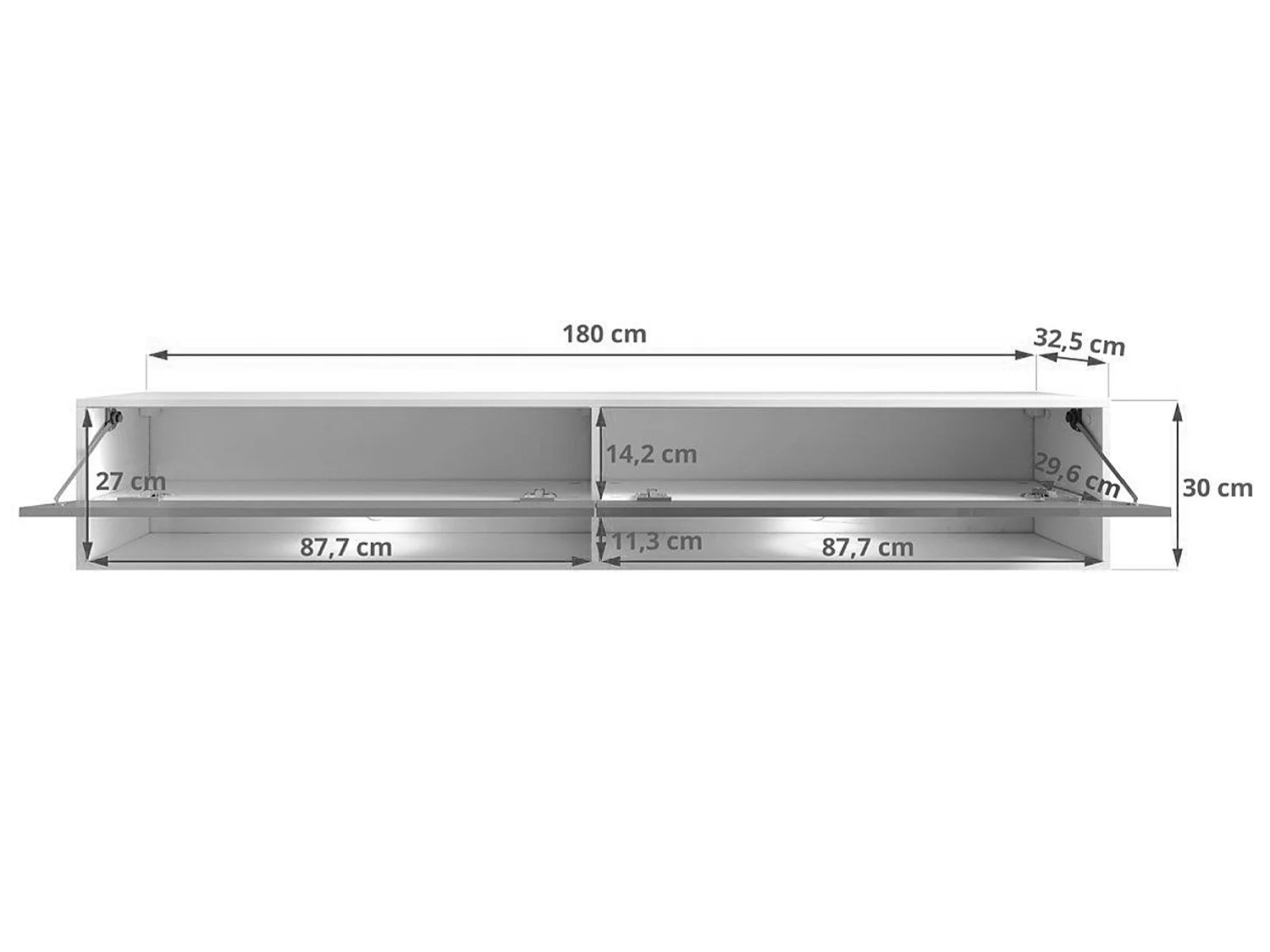 Mueble TV - 180 cm - estilo antiguo - con LED - WANDER