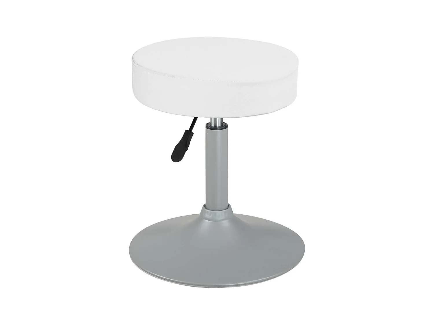 Tabouret de travail simili cuir rond rembourré pivotant hauteur réglable 43 à 57 cm YU (blanc gris)