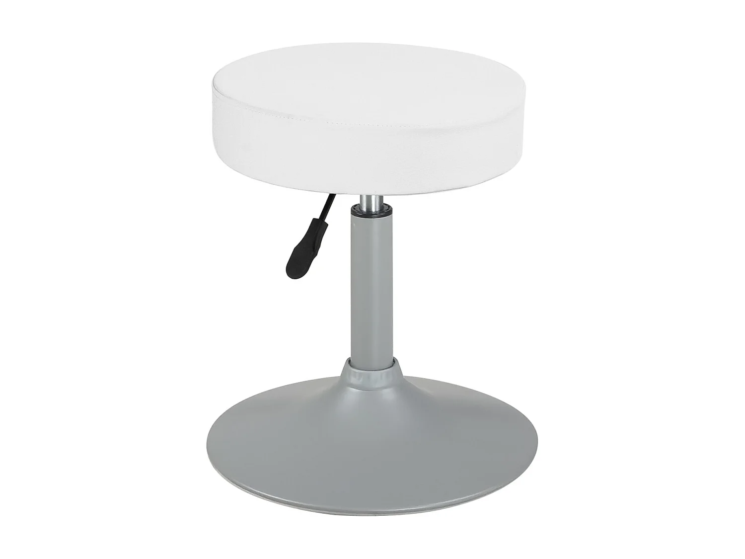 Tabouret de travail simili cuir rond rembourré pivotant hauteur réglable 43 à 57 cm YU (blanc gris)