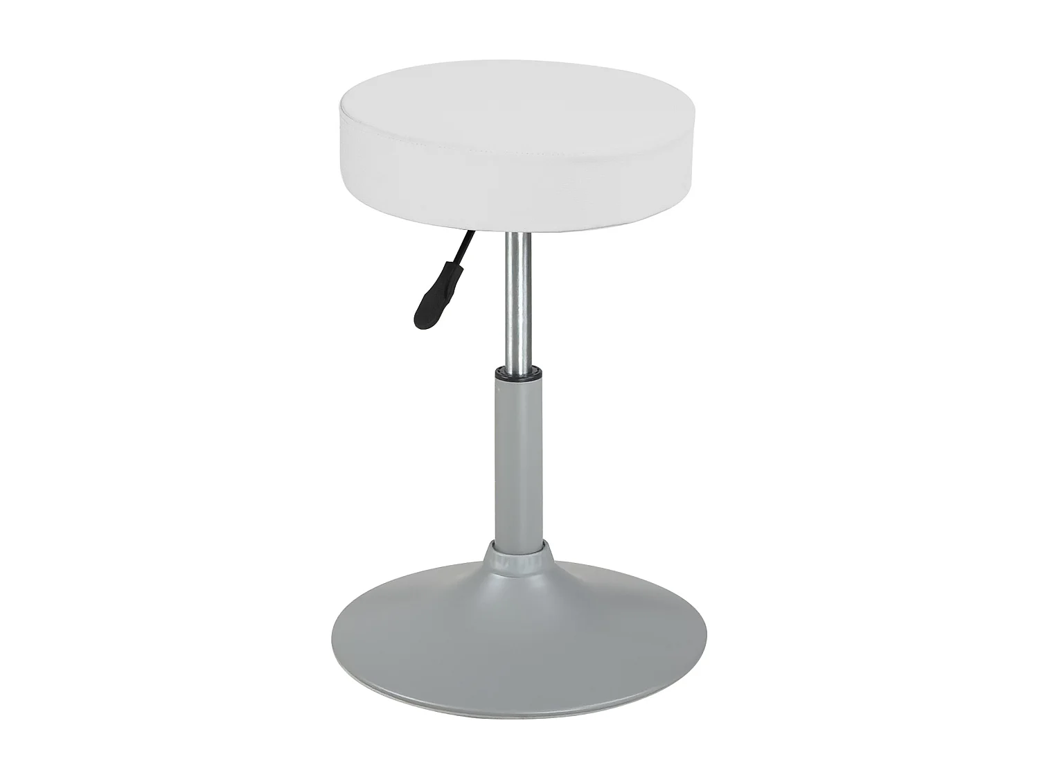 Tabouret de travail simili cuir rond rembourré pivotant hauteur réglable 43 à 57 cm YU (blanc gris)