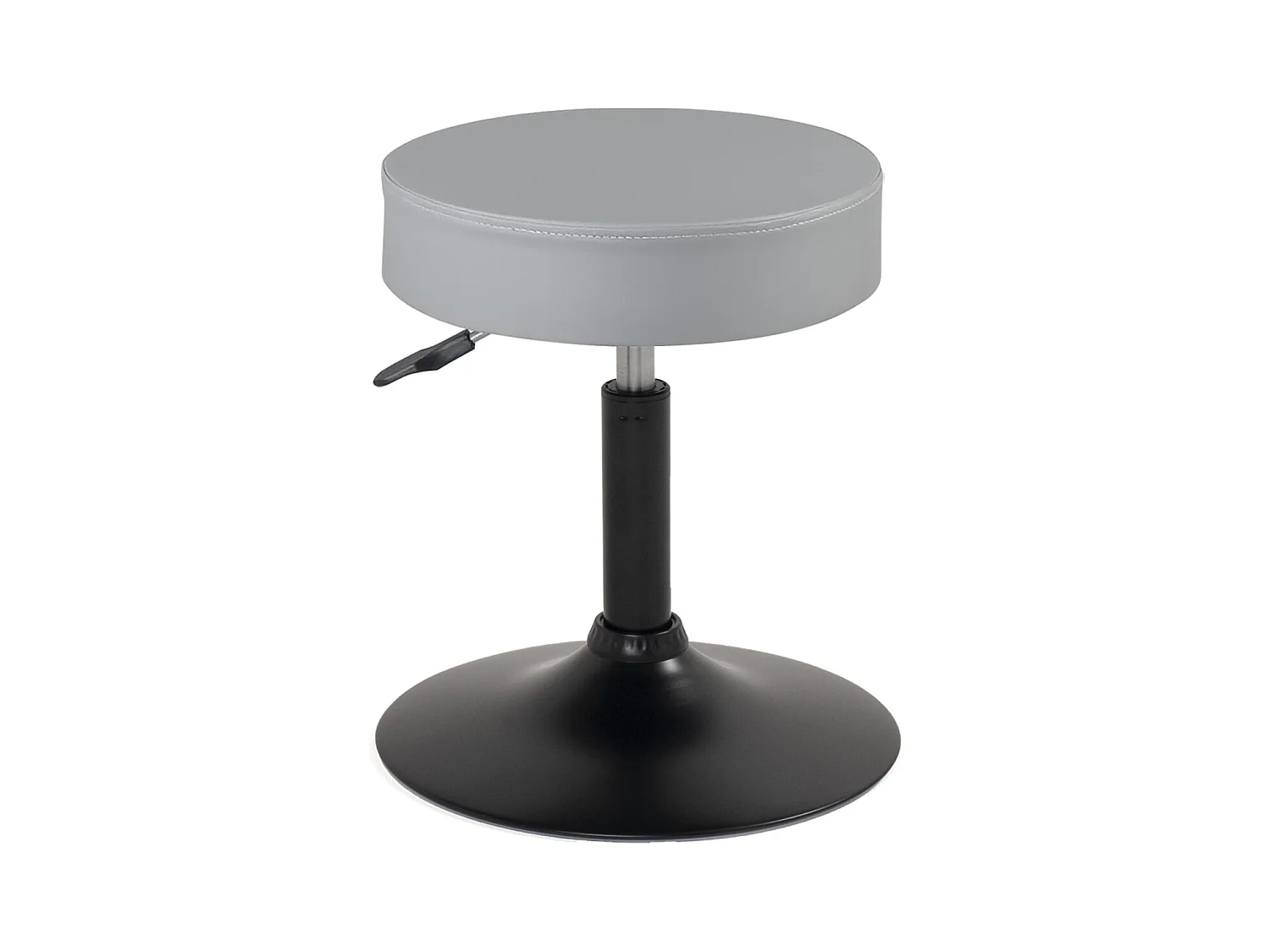 Tabouret de travail simili cuir rond rembourré pivotant hauteur réglable 43 à 57 cm YU (gris noir)