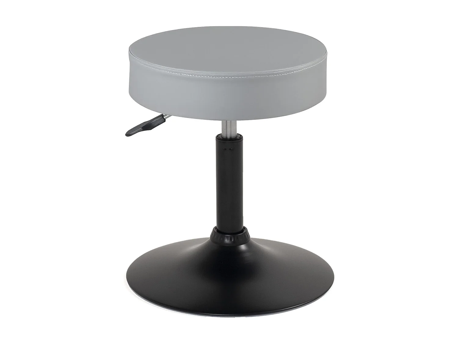 Tabouret de travail simili cuir rond rembourré pivotant hauteur réglable 43 à 57 cm YU (gris noir)