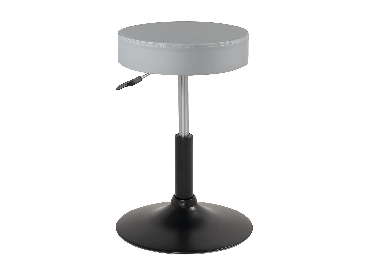 Tabouret de travail simili cuir rond rembourré pivotant hauteur réglable 43 à 57 cm YU (gris noir)