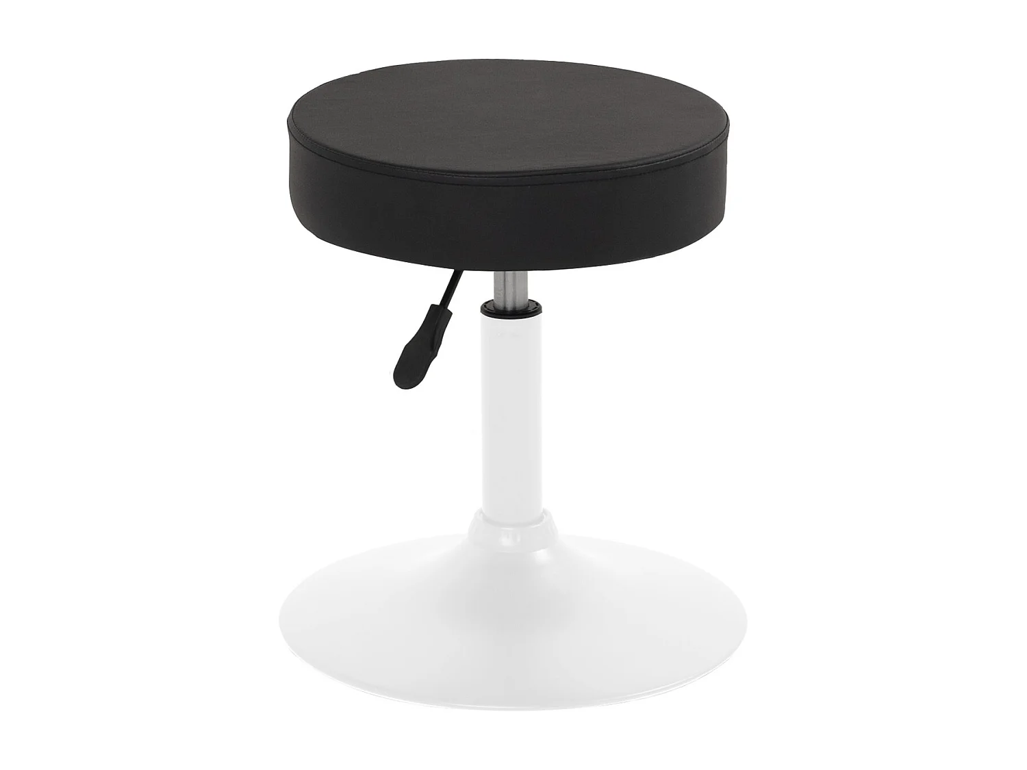 Tabouret de travail simili cuir rond rembourré pivotant hauteur réglable 43 à 57 cm YU (noir blanc)