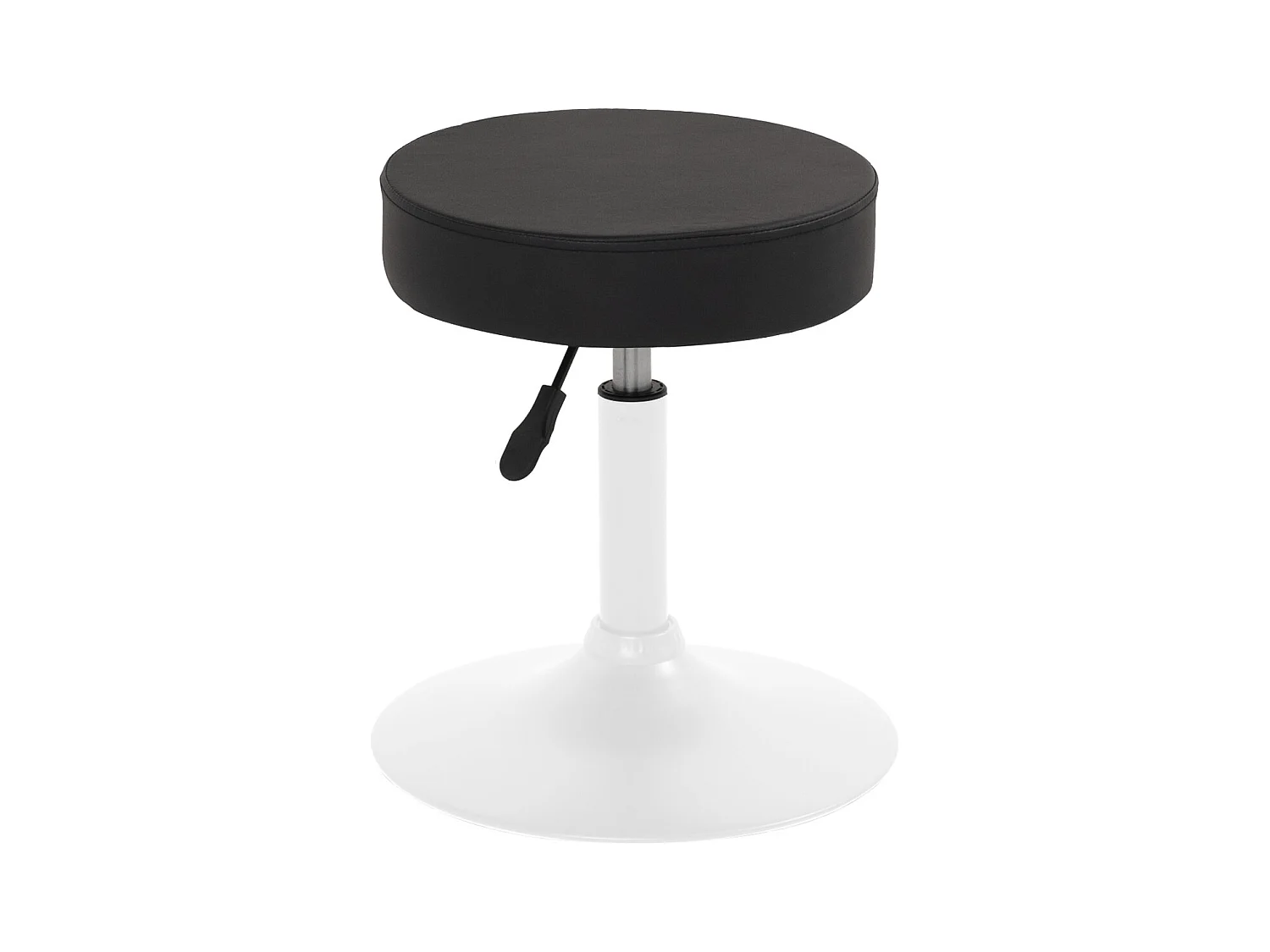 Tabouret de travail simili cuir rond rembourré pivotant hauteur réglable 43 à 57 cm YU (noir blanc)
