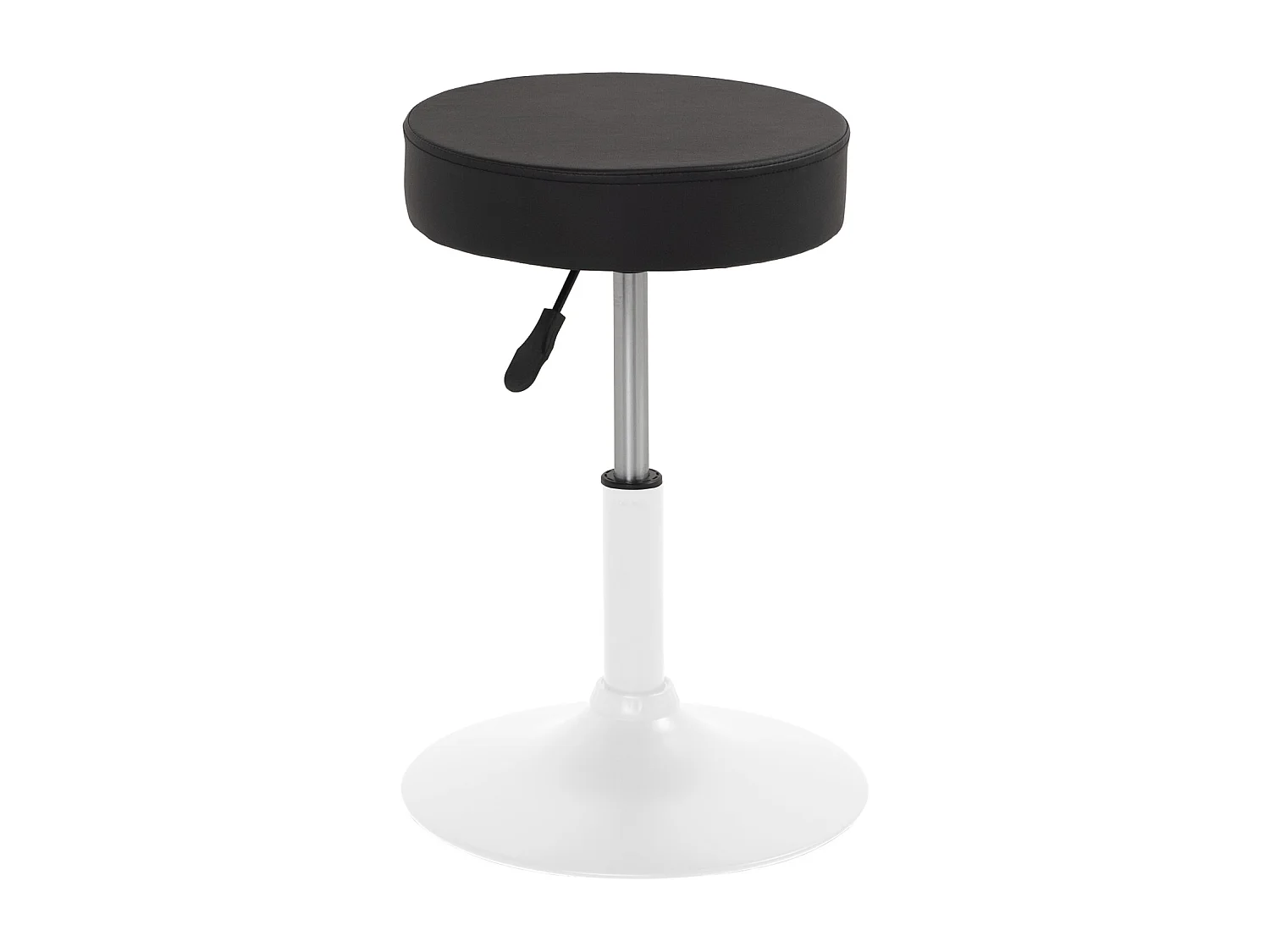 Tabouret de travail simili cuir rond rembourré pivotant hauteur réglable 43 à 57 cm YU (noir blanc)