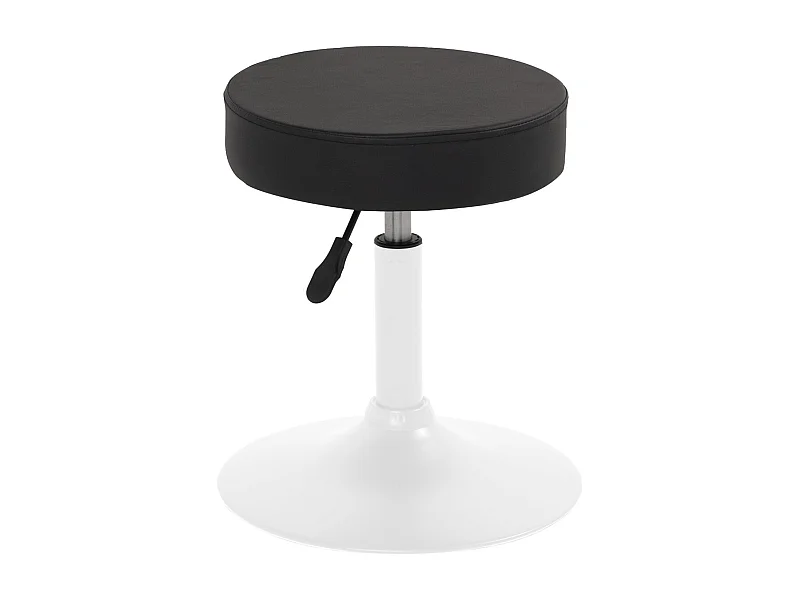 Tabouret de travail simili cuir rond rembourré pivotant hauteur réglable 43 à 57 cm YU (noir blanc)