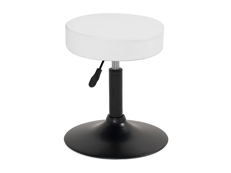 Tabouret de travail simili cuir rond rembourré pivotant hauteur réglable 43 à 57 cm YU (blanc noir)