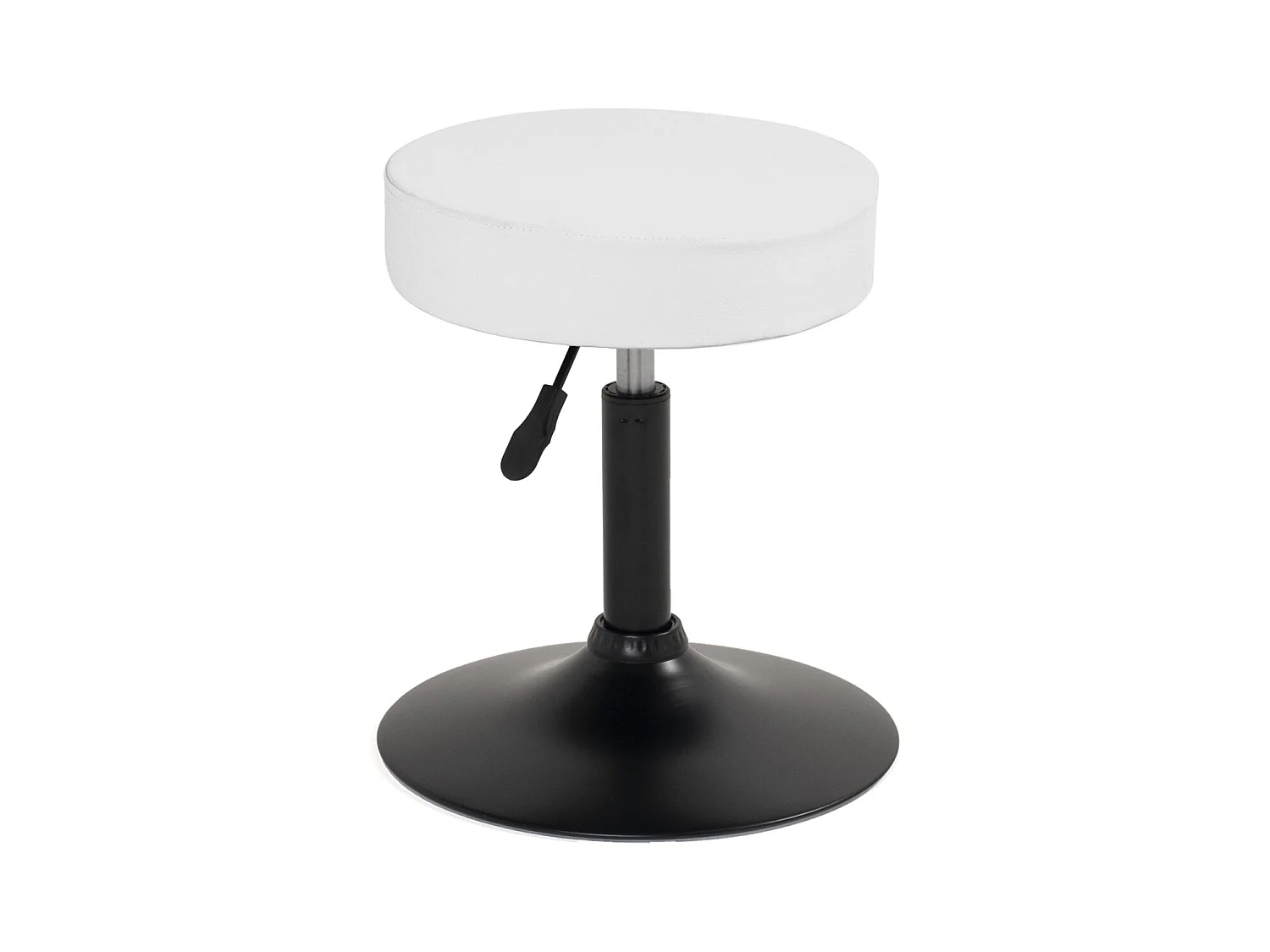 Tabouret de travail simili cuir rond rembourré pivotant hauteur réglable 43 à 57 cm YU (blanc noir)