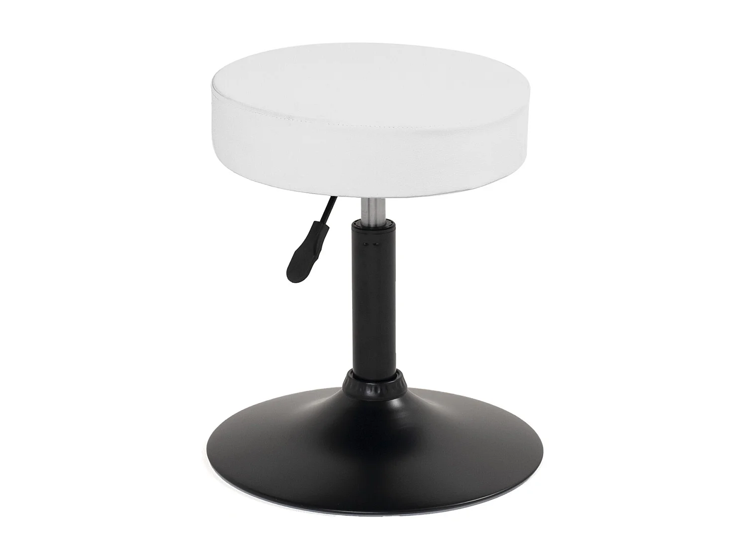 Tabouret de travail simili cuir rond rembourré pivotant hauteur réglable 43 à 57 cm YU (blanc noir)