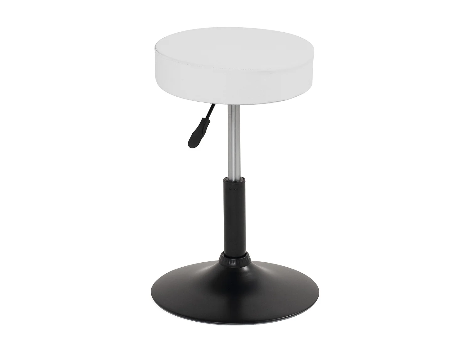 Tabouret de travail simili cuir rond rembourré pivotant hauteur réglable 43 à 57 cm YU (blanc noir)