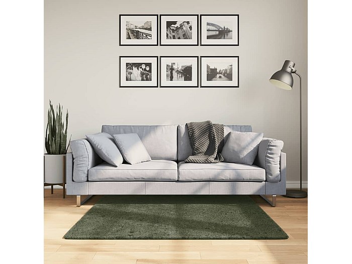 Tappeto Pelo Lungo Verde 120x170 Cm - Monocromo Moderno Per Soggiorno, Morbido E Antiscivolo - Foto 7