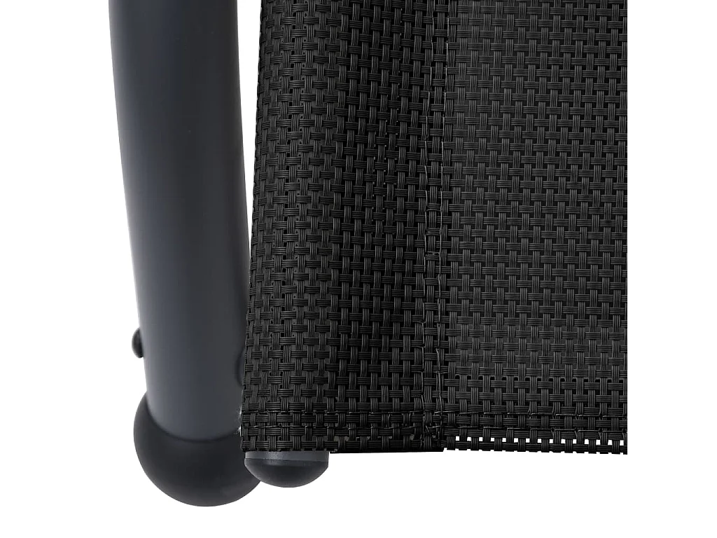 Chaise longue double avec auvent textilène noir