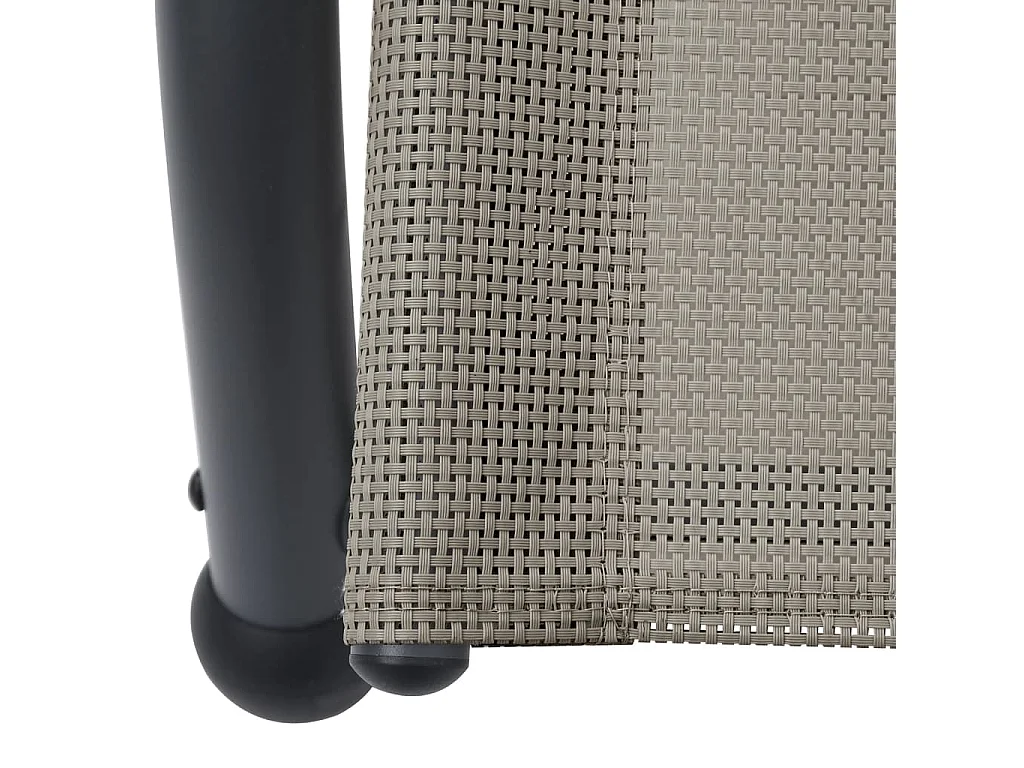 Chaise longue double avec auvent textilène taupe