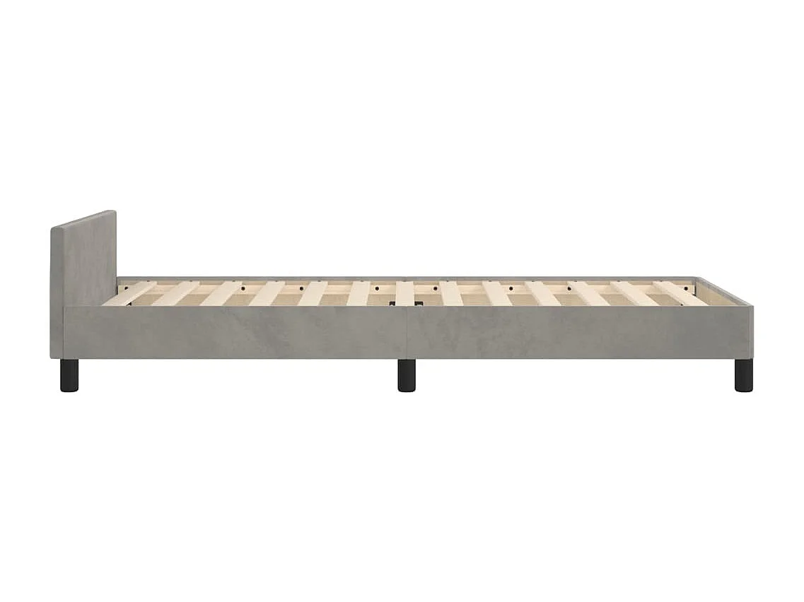 Cadre de lit sans matelas gris clair 90x200 cm velours