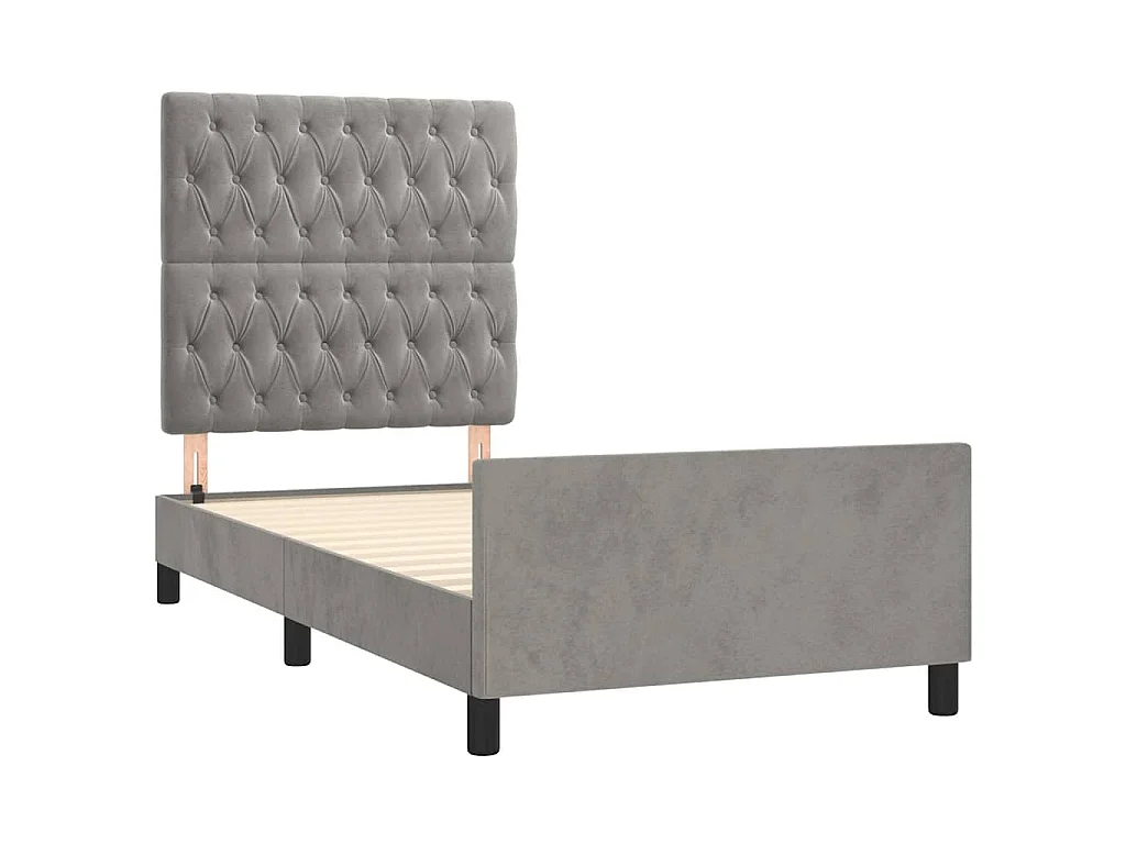 Cadre de lit sans matelas gris clair 90x200 cm velours