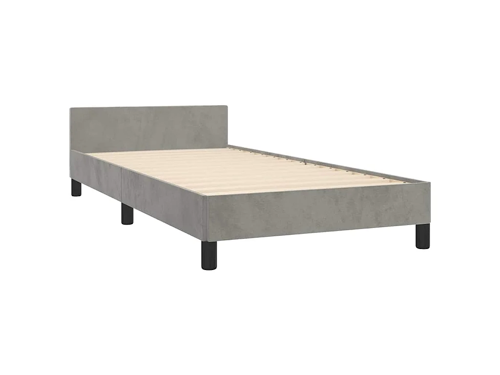 Cadre de lit sans matelas gris clair 90x200 cm velours