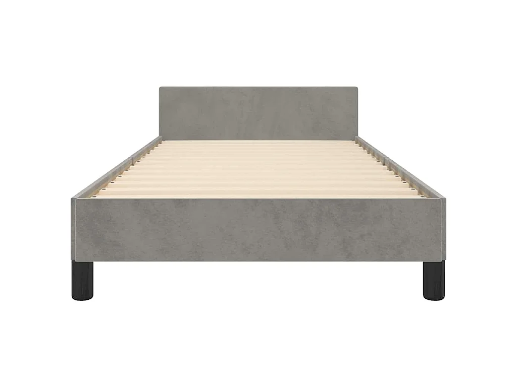 Cadre de lit sans matelas gris clair 90x200 cm velours