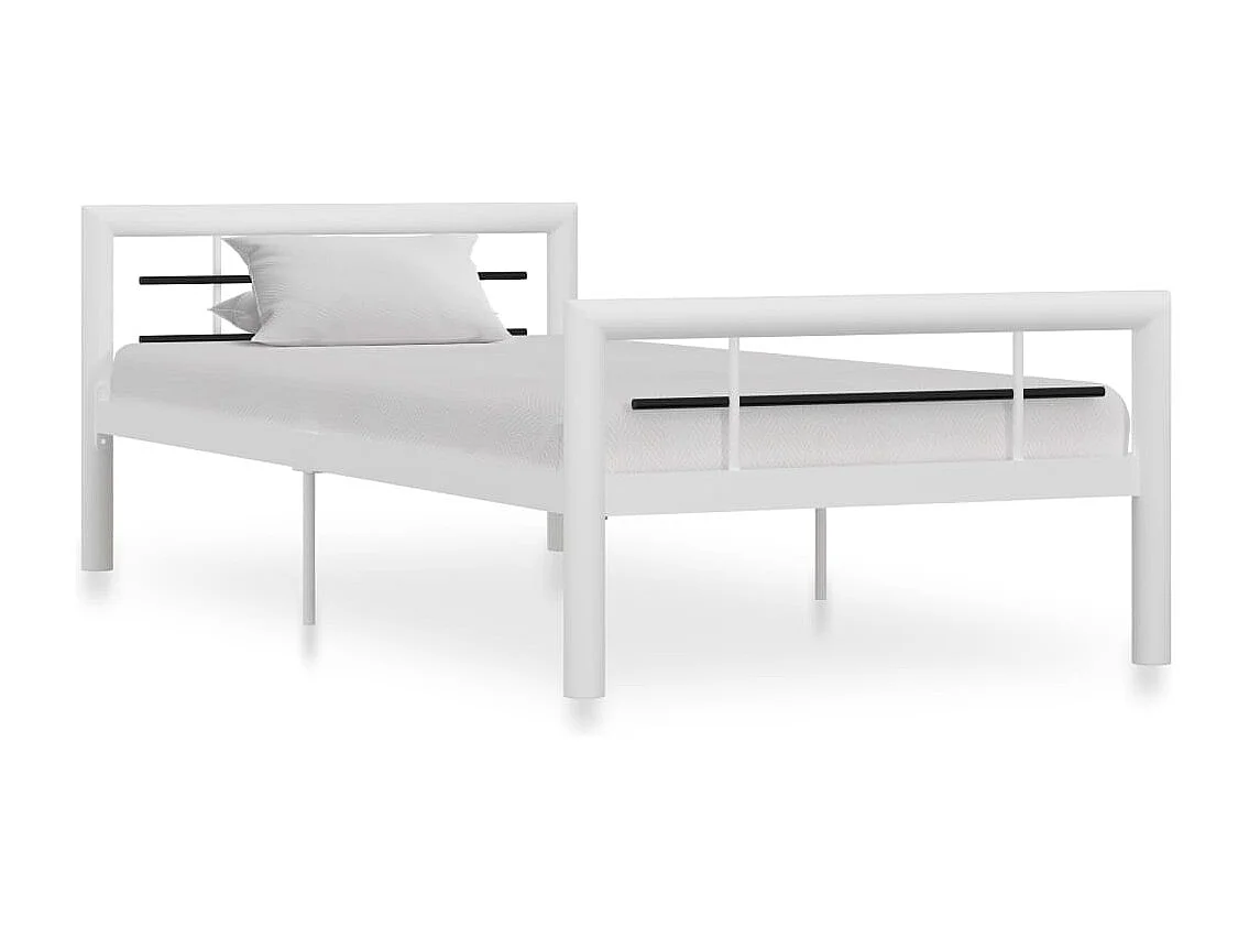 Bedframe metaal wit en zwart 100x200 cm