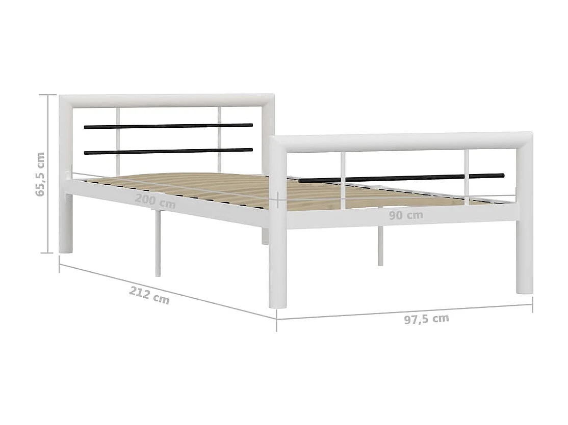 Bedframe metaal wit en zwart 100x200 cm