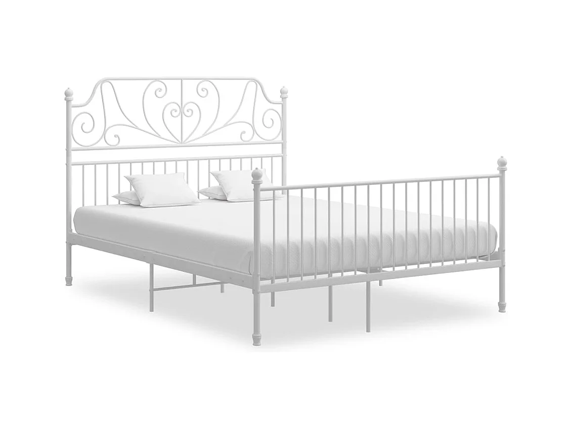 Cadre de lit et tête de lit sans matelas blanc 160x200 cm métal