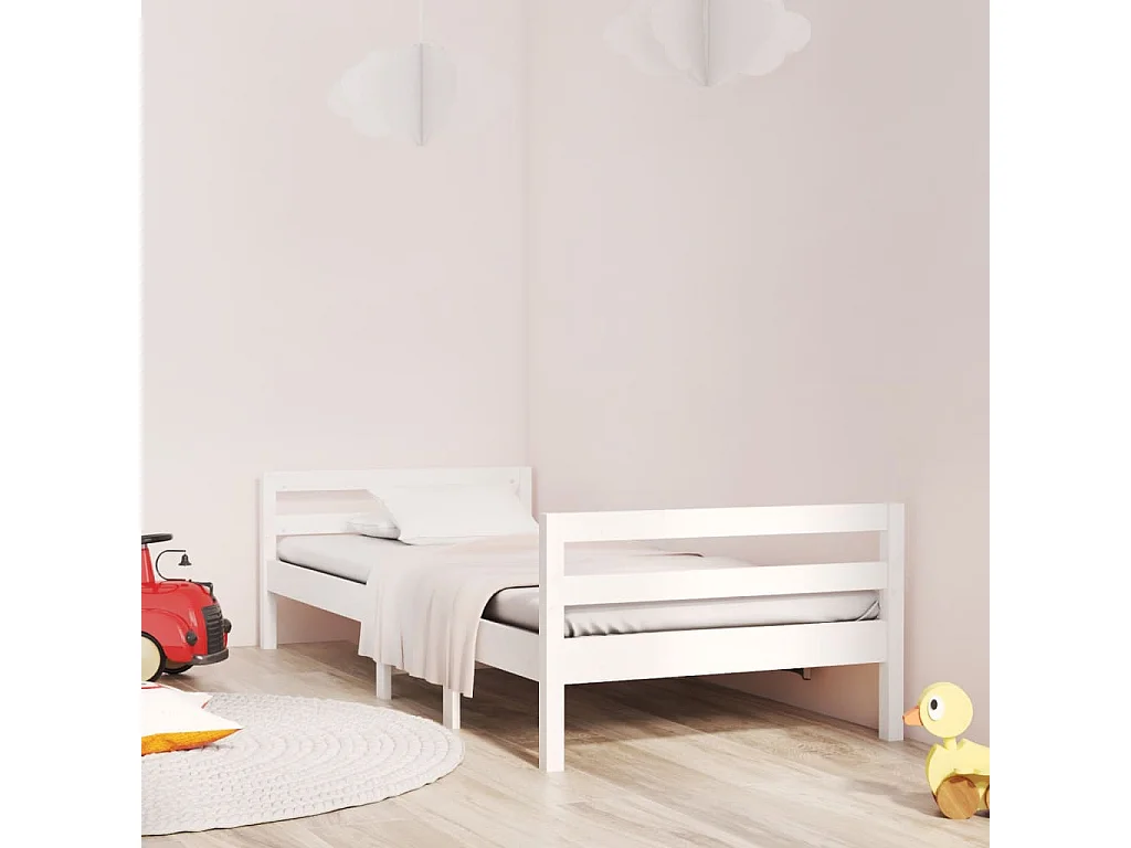 Bedframe zonder matras massief grenenhout wit 90x200 cm
