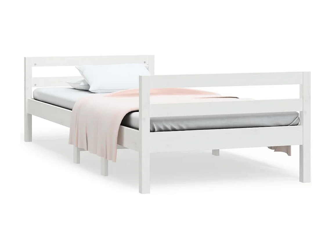Bedframe zonder matras massief grenenhout wit 90x200 cm