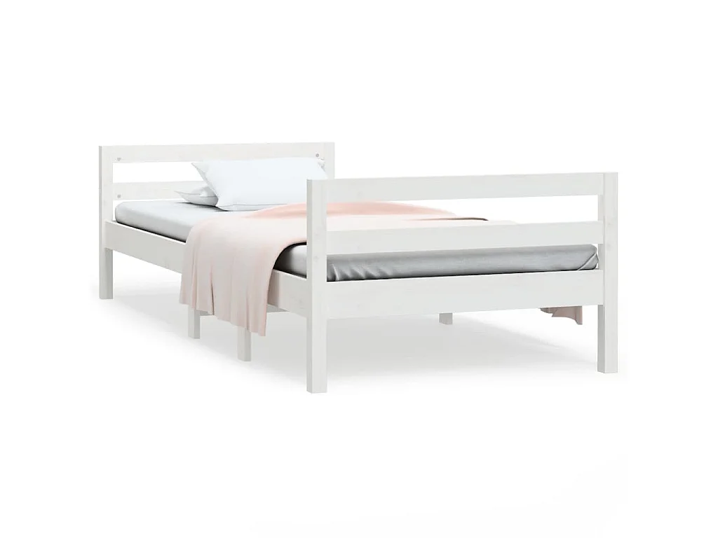 Cadre de lit sans matelas blanc 90x200 cm bois de pin massif