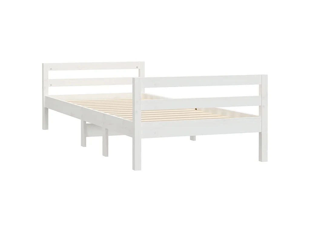 Cadre de lit sans matelas blanc 90x200 cm bois de pin massif