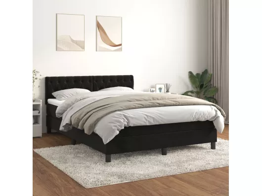 Kauf Unique Boxspringbett mit Matratze Schwarz 140x200 cm Samt