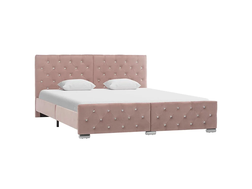 Estructura de cama sin colchón terciopelo rosa 160x200 cm