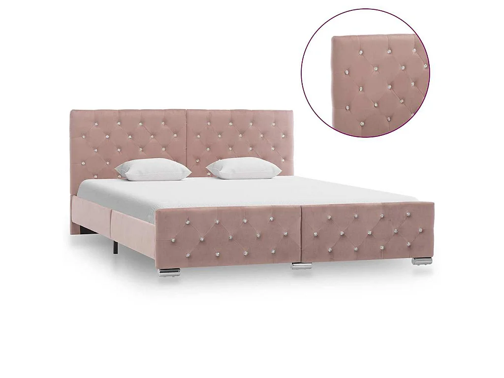 Bettgestell Rosa Samt 160x200 cm