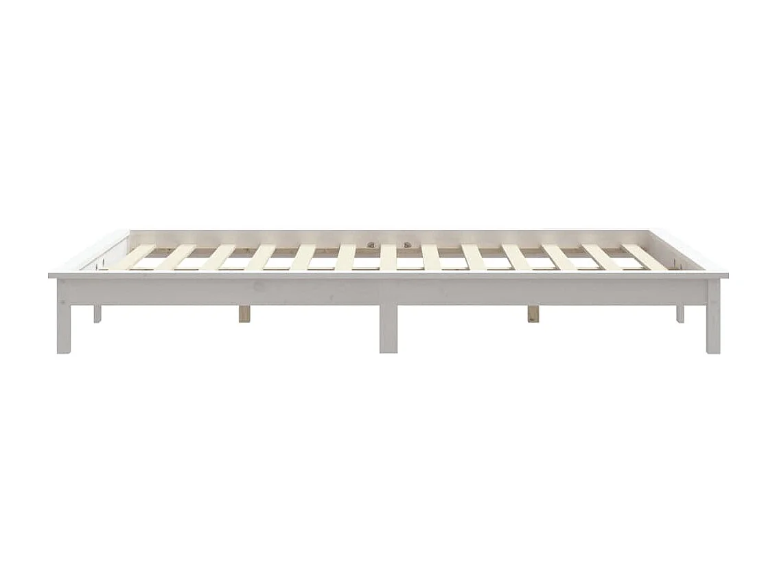 Estrutura de cama de casal 135x190 cm pinho maciço branco